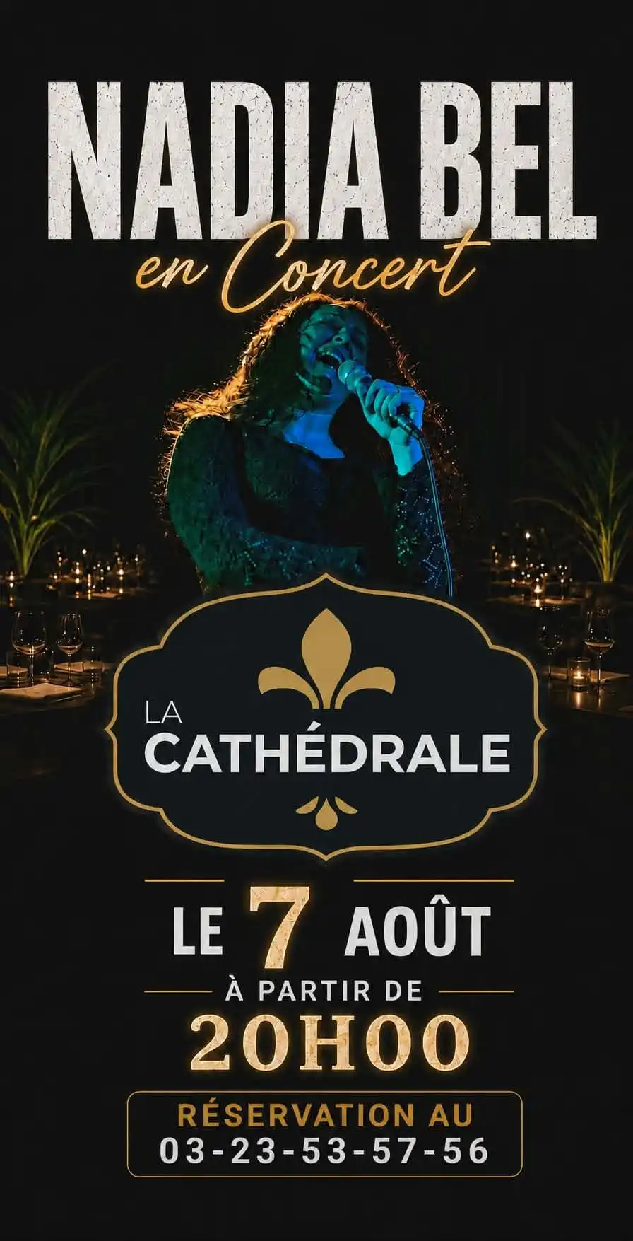 Affiche du concert de Nadia Bel à La Cathédrale, le 7 août à partir de 20h